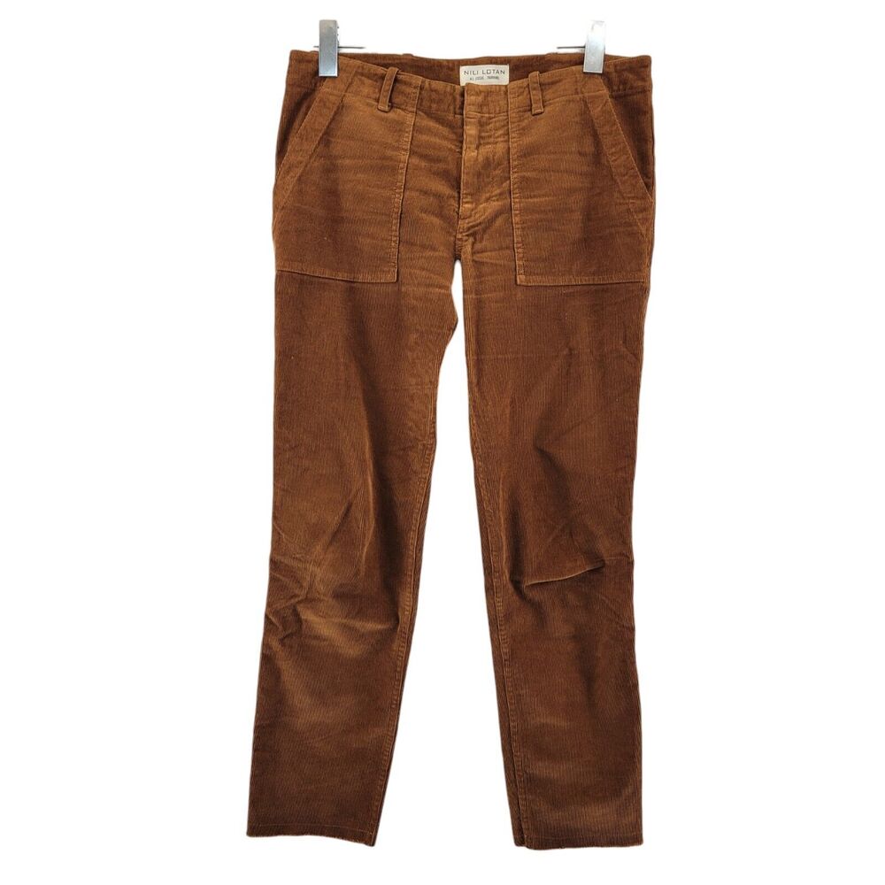 Nili Lotan Pants Womens Size 6 Corduroy Copper Brown Straight Leg Cropped USA